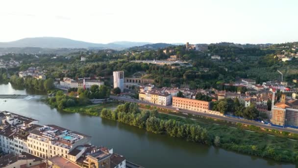 Letecký Pohled Náměstí Piazzale Michelangelo Panoramatickým Výhledem Florencii Itálie — Stock video