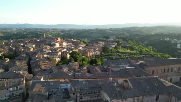 Siena Toscana Hisnande Utsikt Över Luften Som Visar Den Medeltida — Stockvideo