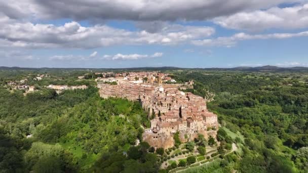 Pitigliano Toskania Widok Lotu Ptaka Średniowieczne Miasto Prowincji Grosseto Włochy — Wideo stockowe
