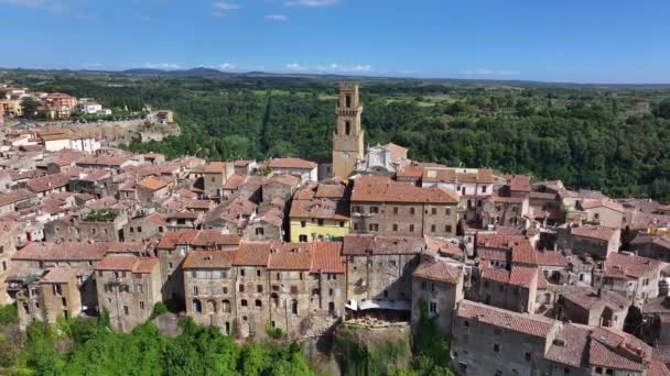 Vista Aérea Ciudad Medieval Pitigliano Provincia Grosseto Toscana Italia — Vídeo de stock