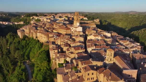 Charming Old Town Bell Tower Mountaintop Veduta Aerea Pitigliano Grosseto — Video Stock