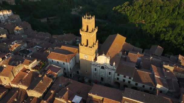 Torre Sino Medieval Catedral Santi Pietro Paolo Pitigliano Região Toscana — Vídeo de Stock