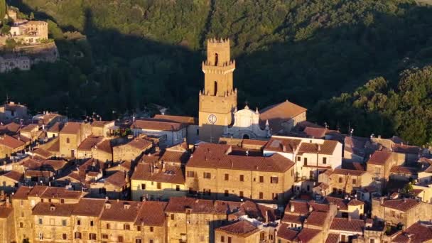 Średniowieczna Dzwonnica Katedry Santi Pietro Paolo Pitigliano Toskania Włochy Widok — Wideo stockowe