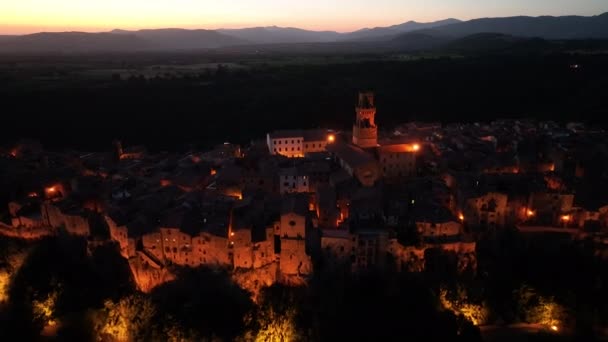 Pitigliano Katedrali Grosseto Toskana Talya Daki Tarihi Ortaçağ Kasabasının Hava — Stok video