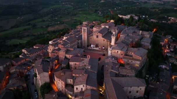 Montepulciano Toscana Vista Aérea Cidade Medieval Catedral Santa Maria Assunção — Vídeo de Stock