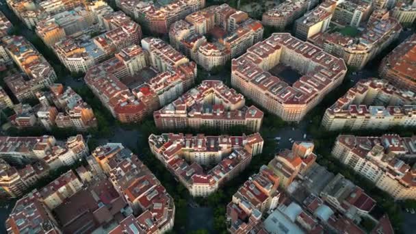 Barselona Şehri Muhteşem Bir Mimarisi Havadan Manzarası Var Eixample Meskun — Stok video