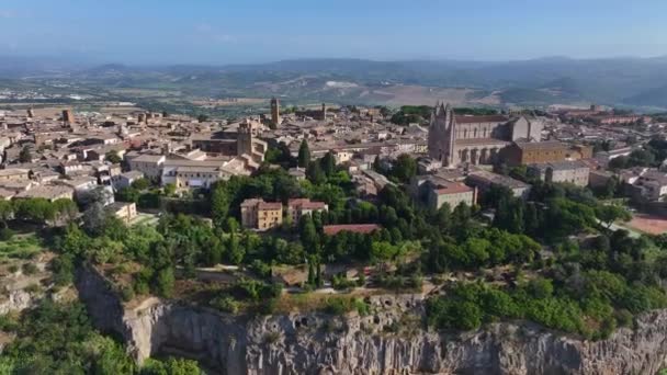 Luftaufnahme Der Antiken Etruskischen Stadt Orvieto Einem Sonnigen Tag Mit — Stockvideo