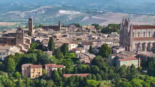 Luftaufnahme Des Doms Von Orvieto Oder Der Kathedrale Von Orvieto — Stockvideo