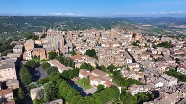 Aerial View Orvieto City Skyline Umbria Italy — Stock Video
