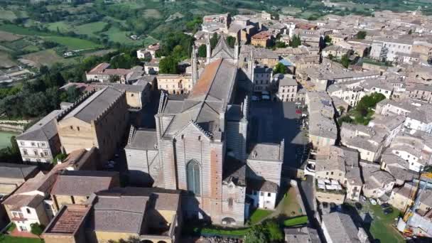 Kathedrale Von Orvieto Oder Dom Von Orvieto Luftaufnahme Umbrien Italien — Stockvideo