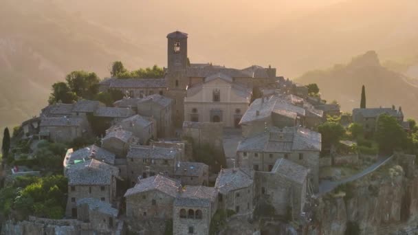 Civita Bagnoregio Vista Aérea Uma Antiga Cidade Italiana Sobre Planalto — Vídeo de Stock