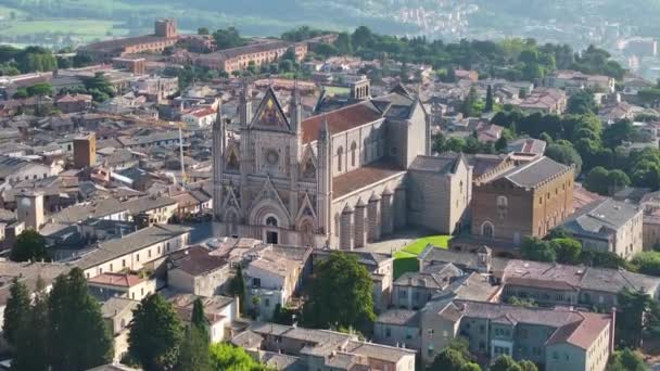Luftaufnahme Des Doms Von Orvieto Oder Der Kathedrale Von Orvieto — Stockvideo