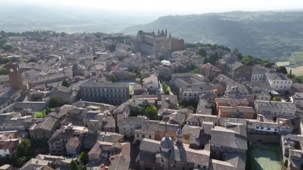 Flygfoto Över Den Antika Etruskiska Staden Orvieto Solig Dag Med — Stockvideo
