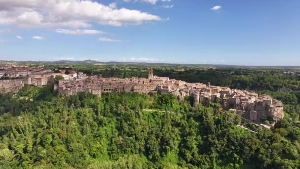 Widok Lotu Ptaka Średniowieczne Miasto Pitigliano Prowincji Grosseto Toskania Włochy — Wideo stockowe