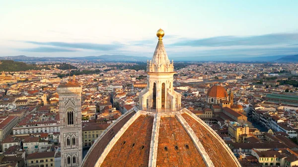 Vista Aérea Catedral Florença Duomo Firenze Nascer Sol Toscana Itália Fotografias De Stock Royalty-Free