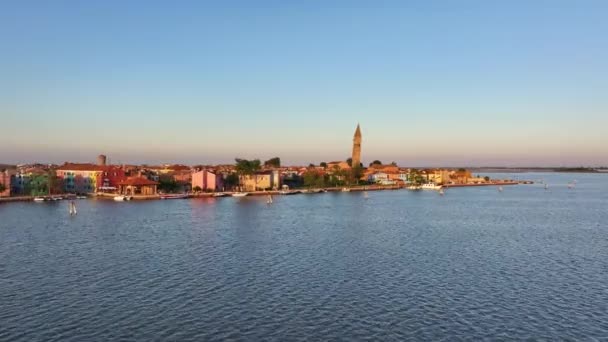 Вид Воздуха Остров Бурано Закате Солнца Венеция Италия — стоковое видео