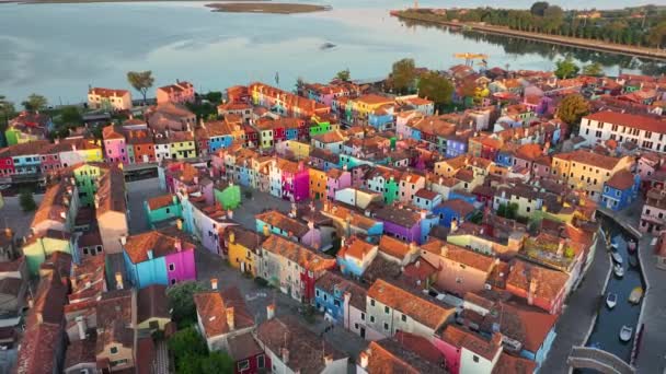 Vista Aérea Das Casas Coloridas Ilha Burano Província Veneza Região — Vídeo de Stock