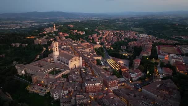 Bazilika San Domenico Shora Noční Večer Perugii Umbrie Itálie — Stock video