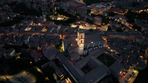 Paesaggio Urbano Perugia Panorama Aereo Con Basilica San Domenico Sera — Video Stock