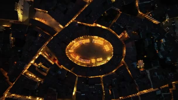 Piazza Dellanfiteatro Letecký Pohled Hlavní Náměstí Lucce Noční Večer Toskánsko — Stock video