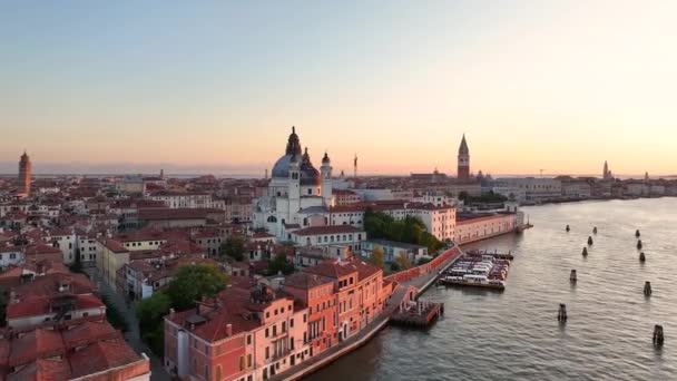 Benátky Obzor Shora Jak Slunce Vychází Zvýraznění Grand Canal Majestátní — Stock video