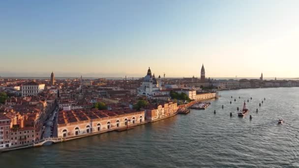 Veneza Céu Apresentando Basílica Grande Canal Punta Della Dogana Arquitetura — Vídeo de Stock