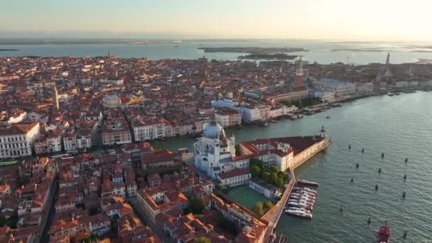 Venedik Şehrinin Ufuk Çizgisi Basilica Santa Maria Della Salute Grand — Stok video