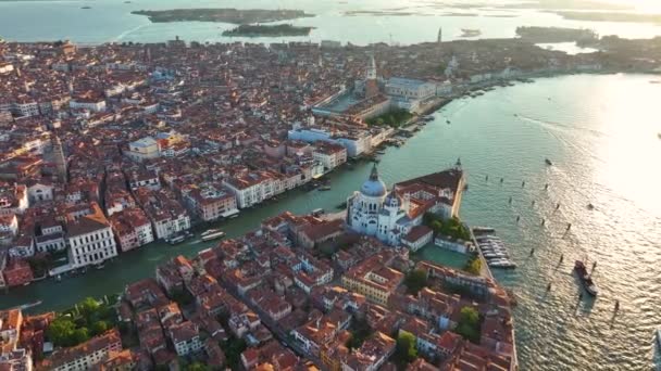 Aerial View Venice City Skyline Basilica Santa Maria Della Salute — Stock videók