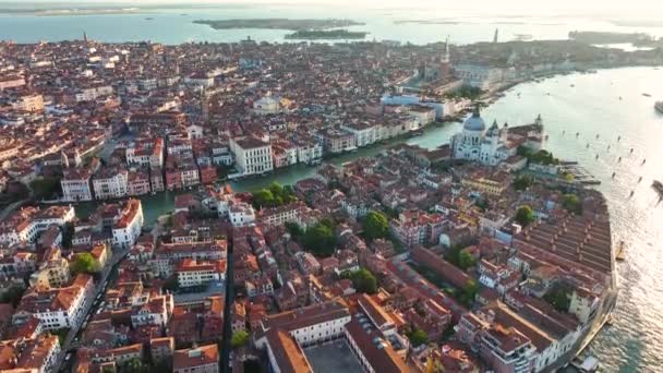 Venetië Vanuit Lucht Met Basiliek Grand Canal Punta Della Dogana — Stockvideo