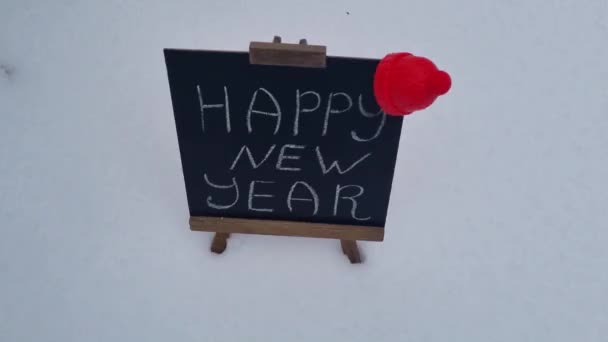 Feliz Año Nuevo Tarjeta Nieve Inscripción Año Nuevo Nieve Invierno — Vídeo de stock