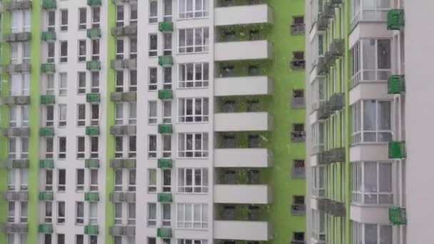 Paysage Hiver Fortes Chutes Neige Dans Ville Vue Sur Fenêtre — Video
