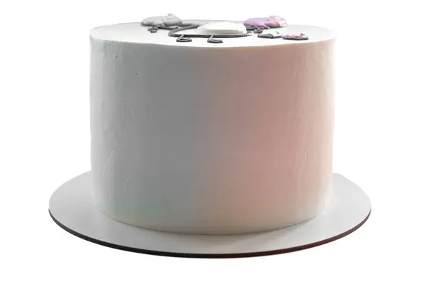 Изолированный Белый Печеный Торт Отделкой Белом Фоне — стоковое фото