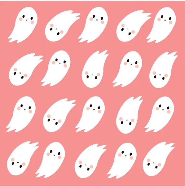 Doodle cute ghosts Haloween seamless pattern. Background with simple spooky character or ghostly monsters.