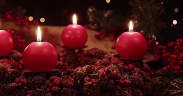Karácsonyi Dekoráció Téli Nyaralás Háttér Dekoráció Újévi Ünnepek Tökéletes Háttér — Stock videók