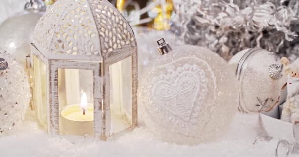 Weihnachtsdekoration Winterurlaub Hintergrund Dekoration Der Neujahrsfeiertage Perfekter Hintergrund Oder Hintergrund — Stockvideo