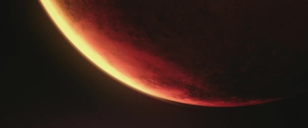 Περιστρεφόμενος Πλανήτης Άρης Απομονώνεται Στο Σκοτάδι Μπροστά Όψη Του Πλανήτη — Αρχείο Βίντεο