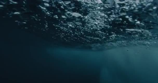 Underwater View Clear Ocean Wave Breaking Hard Reef Bottom Ocean — Stock Video