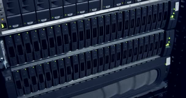 Dark Server Room Modern Data Center Powerful Servers Looped Working — Stock Video