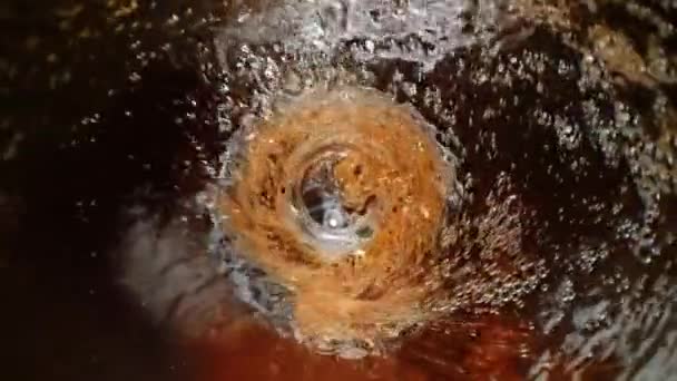 Alcohol Spirits Good Evening Whiskey Poured Glass Ice Slow Motion — Stock Video