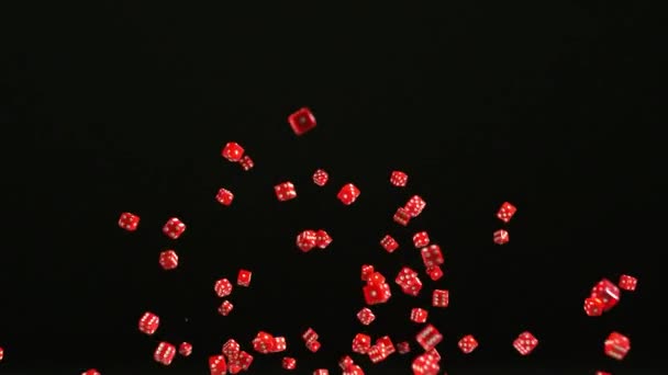 Czerwone Kości Pokerowe Para Kości Rzuconych Kostkę Lub Stół Gry — Wideo stockowe