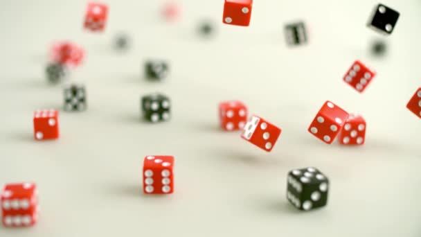Red Poker Dice Pair Dice Thrown Dice Dice Table Dice — Stock Video
