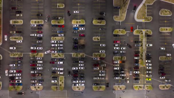 Tempo Lapso Tráfego Automóvel Estacionamento Saída Estacionamento Vista Superior Drone — Vídeo de Stock