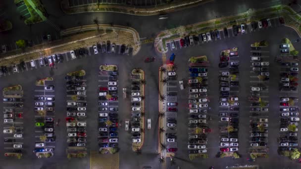 Časová Prodleva Automobilové Dopravy Parkování Výjezdu Parkoviště Pohled Shora Dronu — Stock video