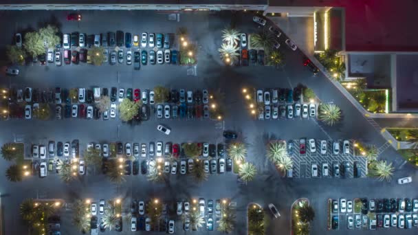 Tempo Lapso Tráfego Automóvel Estacionamento Saída Estacionamento Vista Superior Drone — Vídeo de Stock
