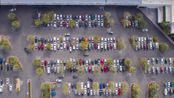 Tijdsverloop Van Het Autoverkeer Parkeren Verlaten Van Parkeerplaats Bovenaanzicht Van — Stockvideo