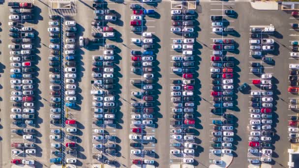 Caducidad Del Tráfico Automóviles Estacionamiento Salida Del Estacionamiento Vista Superior — Vídeo de stock