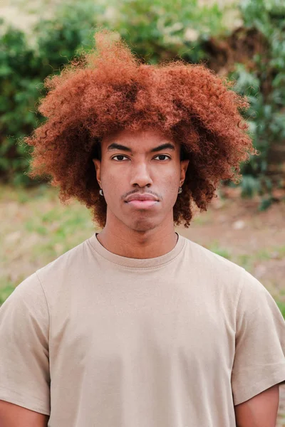 Vertical Individual Portrait Young African American Man Looking Serious Camera — Stock Photo, Image