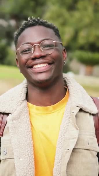 Potret Anak Remaja African American Yang Terlihat Kamera Tersenyum Dan — Stok Video