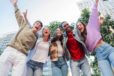 Neşeli bir grup farklı arkadaş coşku ve heyecanla kutlarken aynı zamanda keyifli bir dostluk içinde kahkaha ve mutluluğu paylaşıyorlar. Yüksek