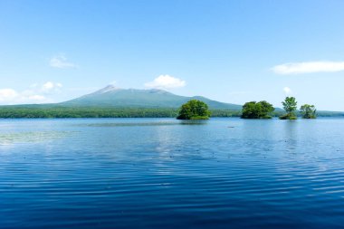Onuma national park camping and outdoor activity on summer vacation destinaion spot. Wide area with nature environment. Hakodate, Hokkaido, Japan.